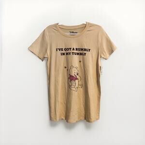 Disney Winnie The Pooh‎ Short Sleeve Shirt XL Rumbly Tumbly Bleached Sand FLAW